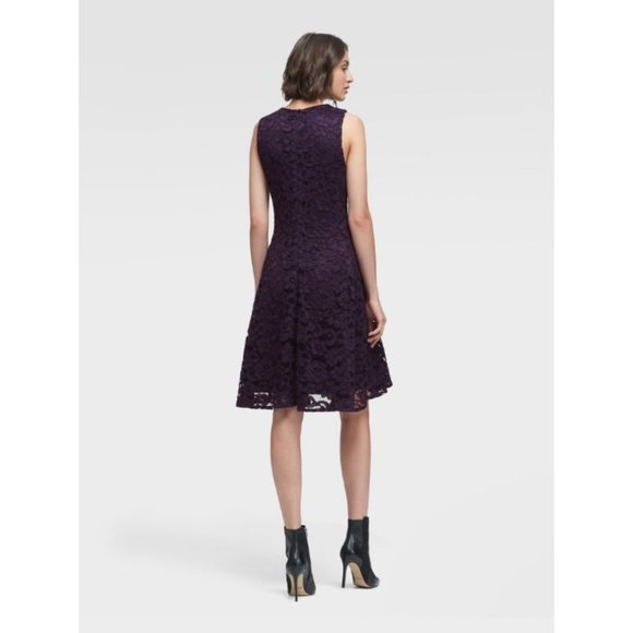 DKNY Purple Lace Fit & Flare Dress sz 2 NEW NWT - Picture 8 of 10